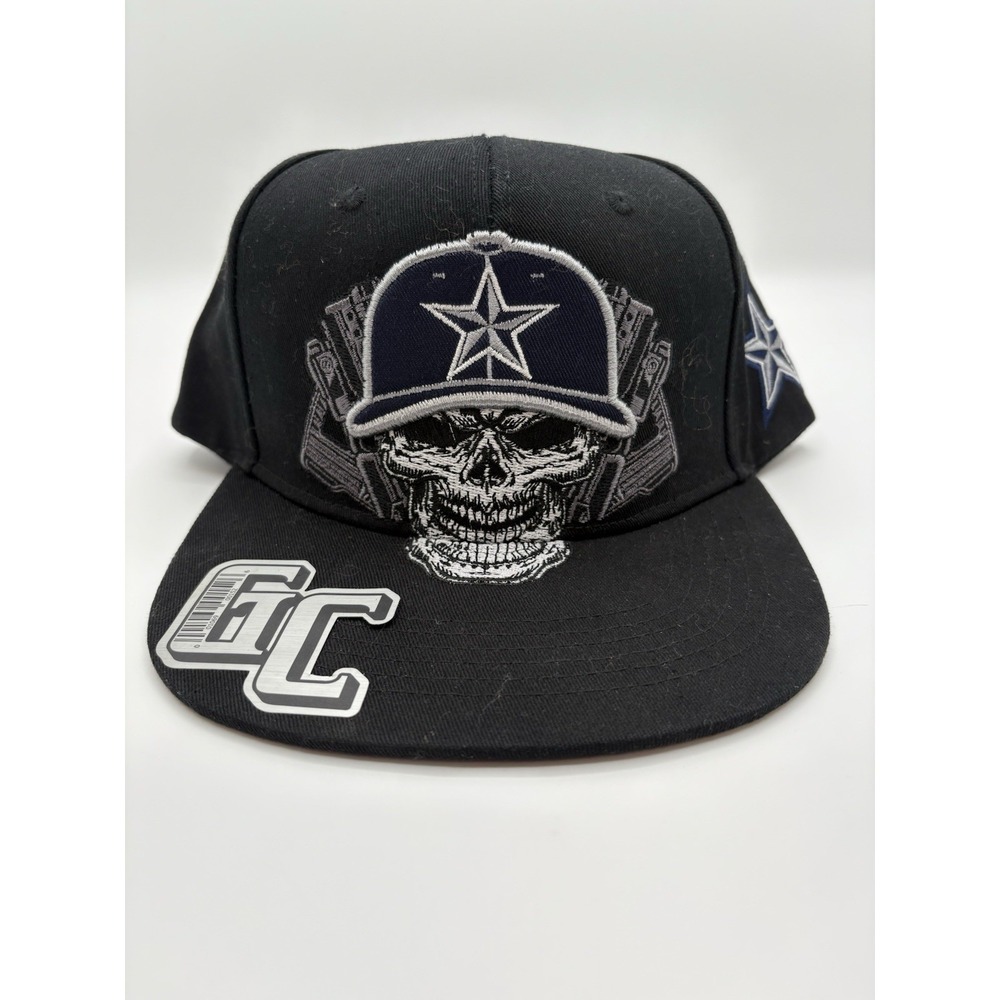 GC Houston Cowboy's Hat On Skeleton Head Snap Back Hat Black
